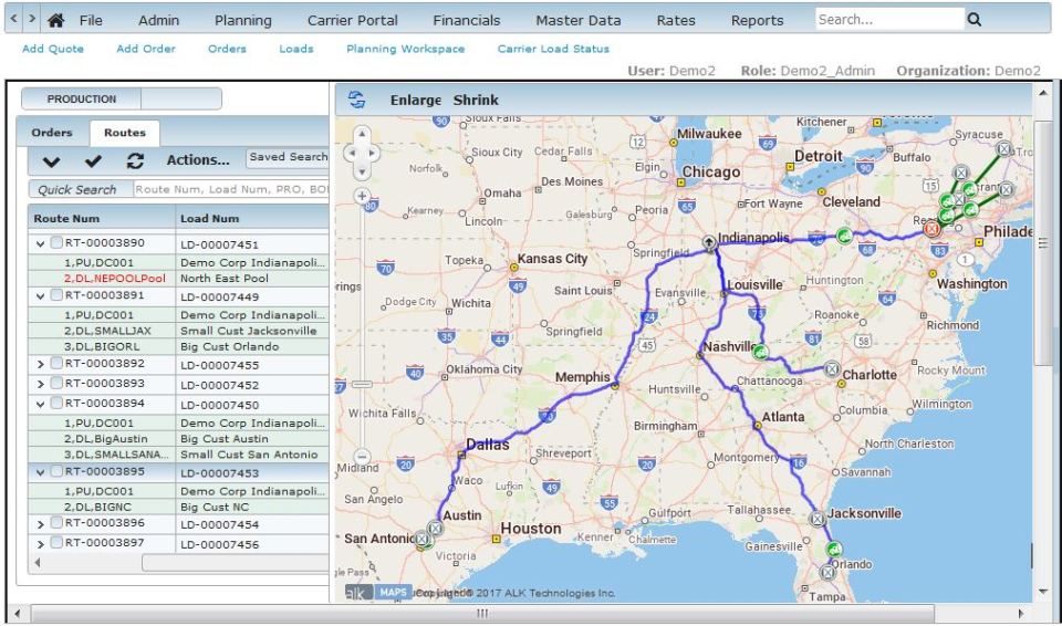 screenshot of 3G Transportation Management